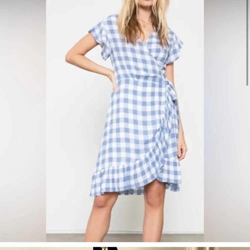 Rails Brigitte Periwinkle Check Wrap Style Dress … - image 1
